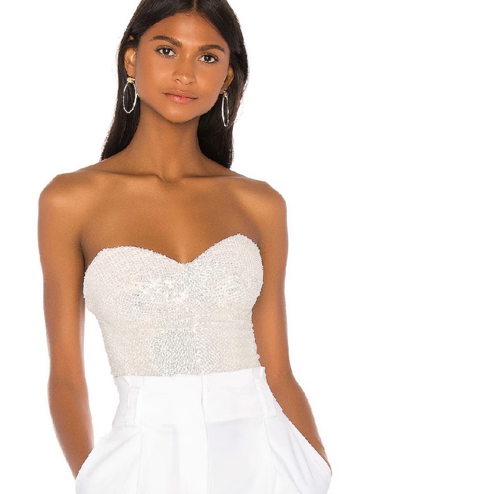 SOLD!Retrofete x REVOLVE Katie Bustier Sweetheart Crop beaded Top